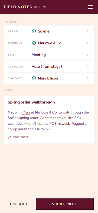 Field Notes verification — AI-extracted activity